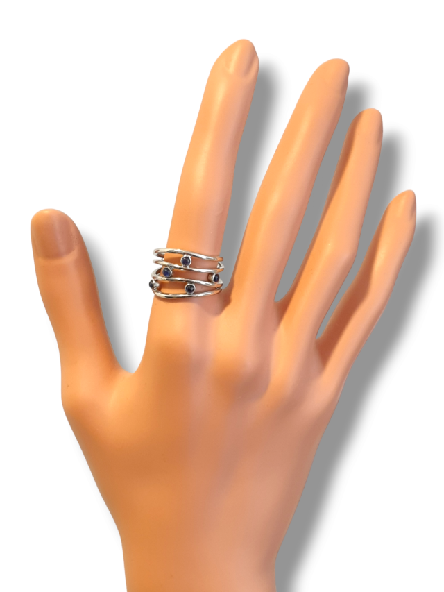 Witgouden ring met saffier "Fleur" #8646 - Afbeelding 4