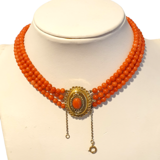 Bloedkoralen choker collier, occasion #27160