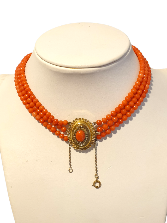 Bloedkoralen choker collier, occasion #27160