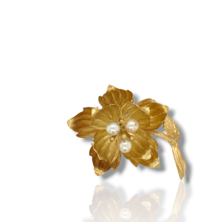 Gouden broche met pareltjes, occasion #27269