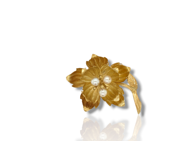 Gouden broche met pareltjes, occasion #27269