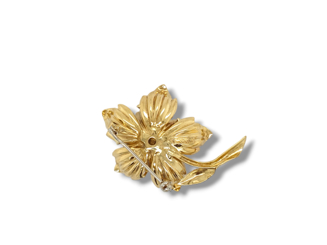 Gouden broche met pareltjes, occasion #27269 - Afbeelding 2