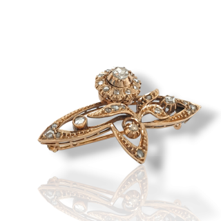 Rosé gouden broche met diamant. occasion #27270