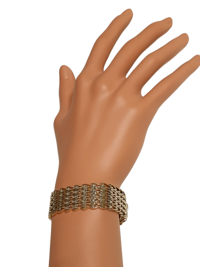Gouden brede armband.  19.5 cm 17 mm breed 2e hands. #27264 - Afbeelding 2