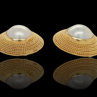 Gouden oorsieraden met parel. occasion #27320