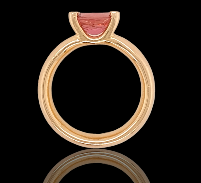 Rosé gouden ring met roze tourmalijn en diamant. #9317 - Afbeelding 3