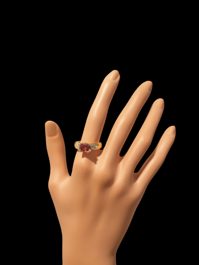 Rosé gouden ring met roze tourmalijn en diamant. #9317 - Afbeelding 2