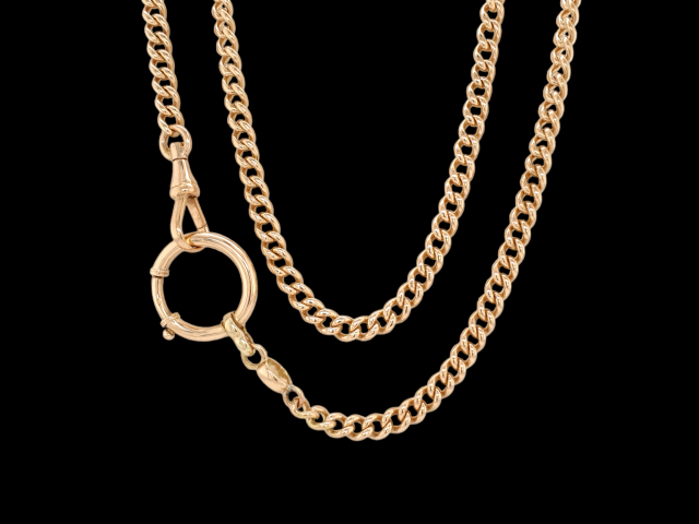 Gouden gourmette schakel collier, horlogeketting, occasion #27559