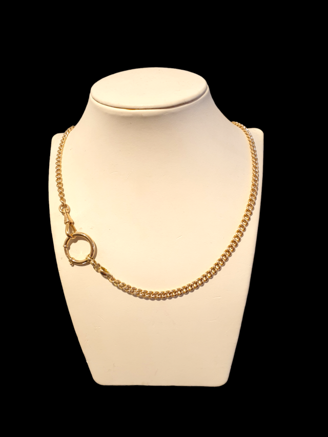 Gouden gourmette schakel collier, horlogeketting, occasion #27559 - Afbeelding 2