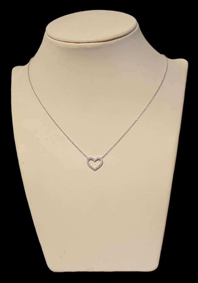 Witgouden collier met diamant #27666 - Afbeelding 2