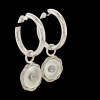 18 krt. witgouden creoolhangers met parelmoer en diamant. #27743. - Afbeelding 3