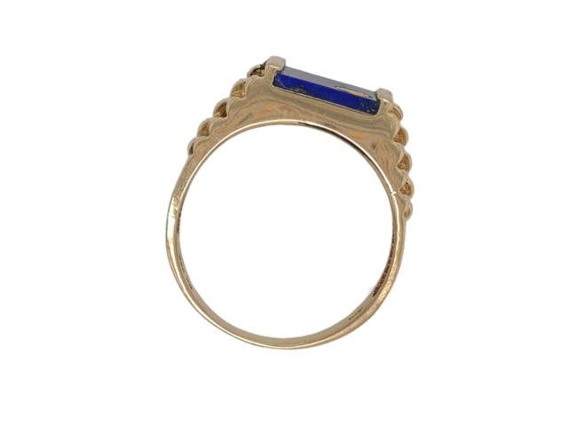 Gouden herenring met Lapis Lazuli en diamant - Afbeelding 3