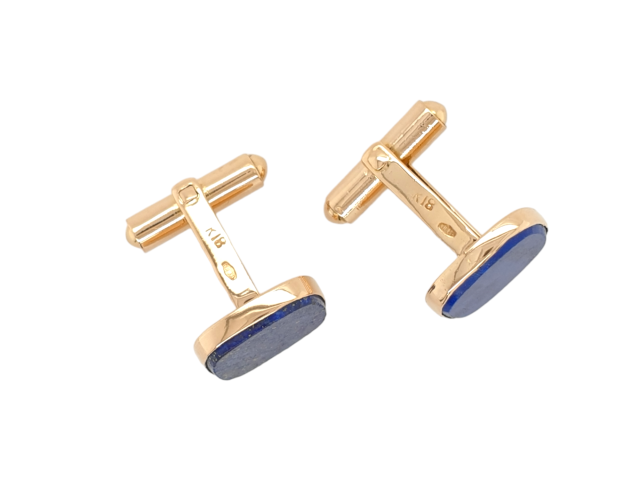 Gouden vintage Lapis Lazuli manchetknopen #27774 - Afbeelding 3