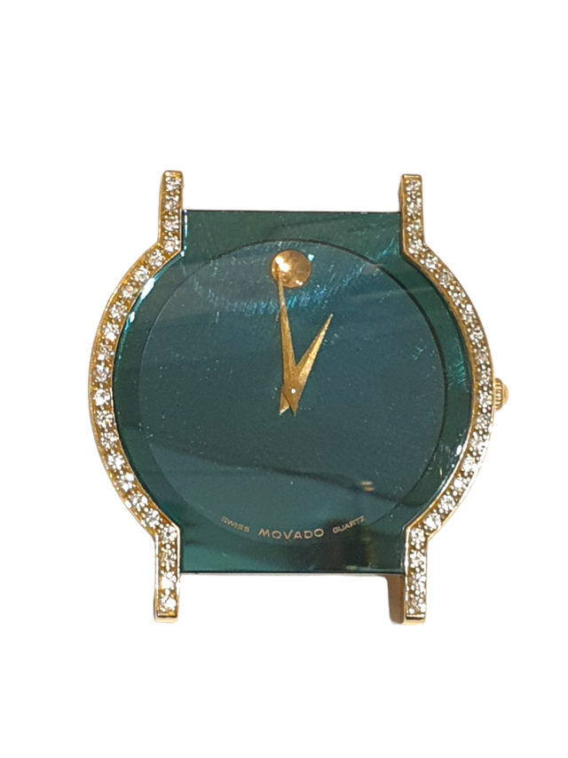 Gouden blauwe Movado herenpolshorloge doublé band #27824 - Afbeelding 2