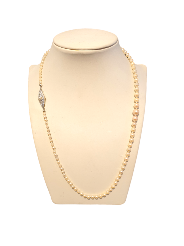 Parel collier met witgouden slot # 27812 - Afbeelding 2