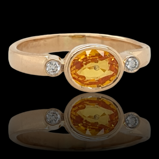 Gouden ring met gele saffier en diamant #27820