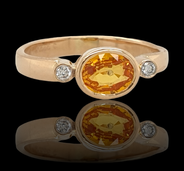 Gouden ring met gele saffier en diamant #27820