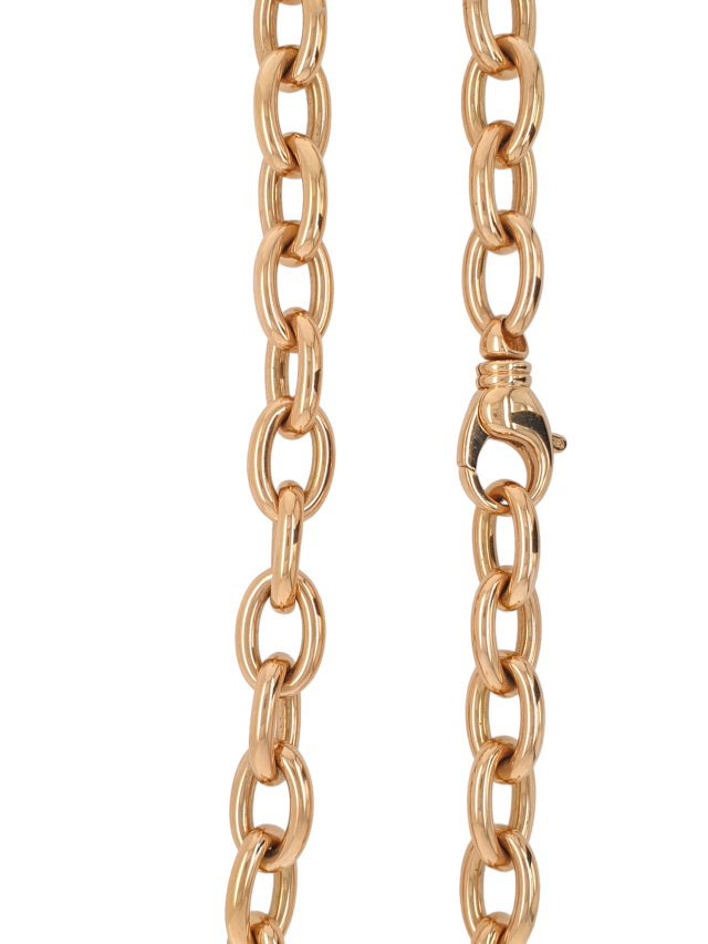Rosé gouden schakelketting, ronde ankerketting met karabijnhaak. #27854 - Afbeelding 2