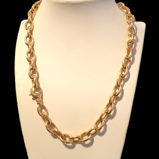 Rosé gouden schakelketting, ronde ankerketting met karabijnhaak. #27854