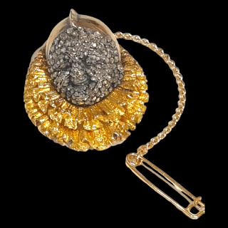 Geelgouden Pierrot broche in geelgoud met diamanten #27945