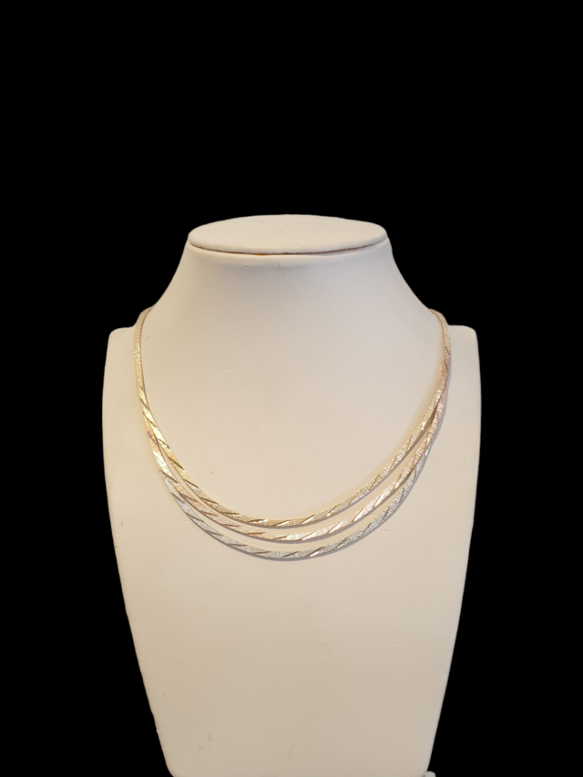 14 Karaat tricolor gouden chooker ketting, Tweede hands occasion. #26307 - Afbeelding 2
