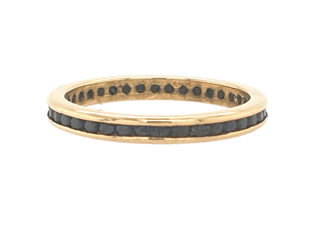 18 karaat gouden alliance ring, saffier in railzetting, #27859