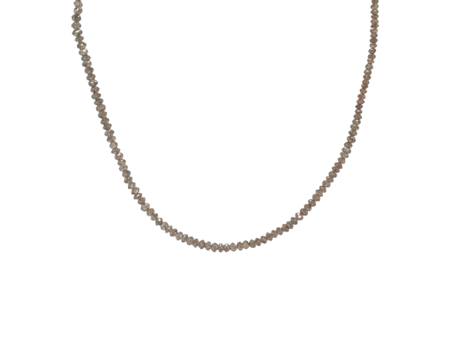 Beige - grijs diamanten collier met witgouden sluiting #27618