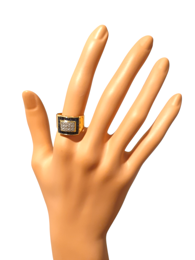 18 karaat gouden ring met saffier en diamant #28088 - Afbeelding 3