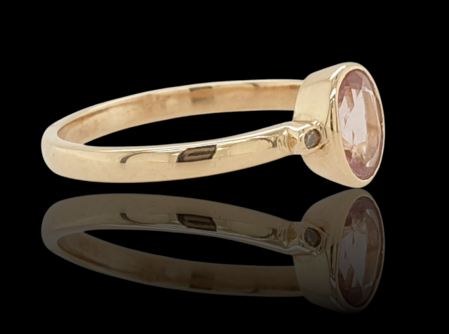 Gouden ring met Morganiet en briljant. #24451 - Afbeelding 4