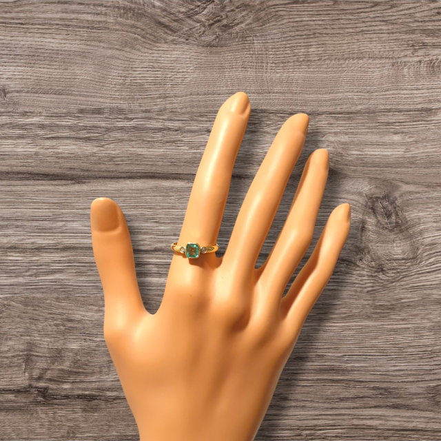 Gouden ring met smaragd en diamant #26445 - Afbeelding 3