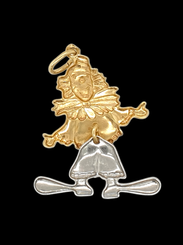 Twee kleuren gouden hanger Clown. #27777 - Afbeelding 2