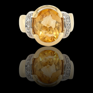 Bicolor gouden ring met citrien en diamantjes #28125