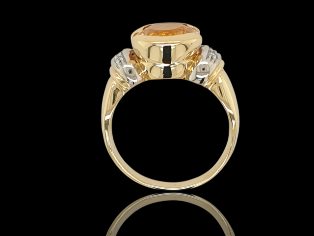 Bicolor gouden ring met citrien en diamantjes #28125 - Afbeelding 2
