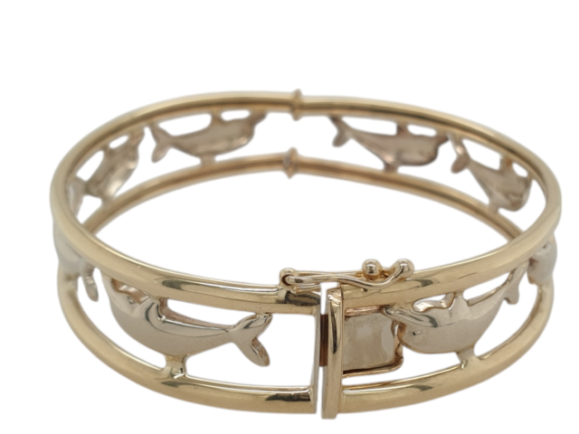 Gouden armband met dolfijnen. 2e hands, # 28129 - Afbeelding 4