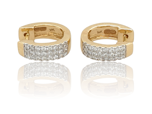 Gouden creolen bezet met 48-0.29ct H.Si briljant diamant. #28132 - Afbeelding 4