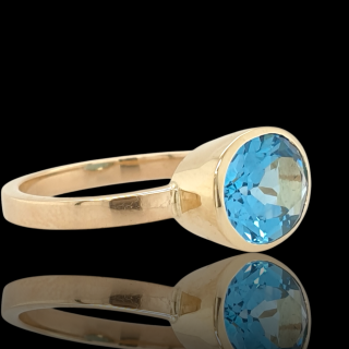 14 karaat gouden ring met Topaas Suisse Blue m#27341