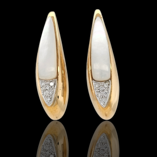 Gouden oorknoppen met parelmoer en diamant "TALENTO" #2162