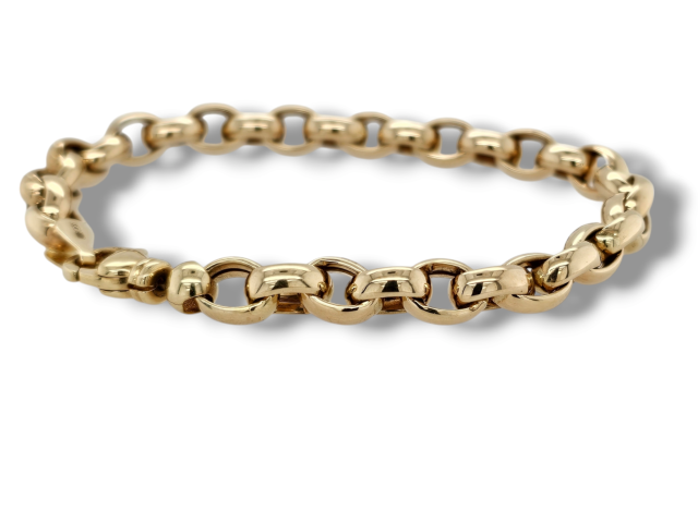 Gouden jasseron armband met ovale holle schakels  #27018 - Afbeelding 2