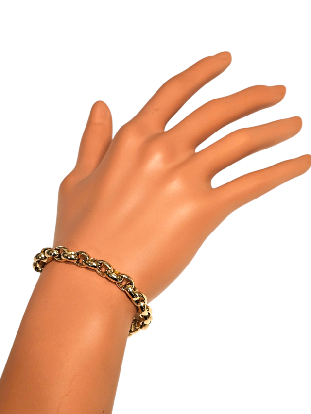 Gouden jasseron armband met ovale holle schakels  #27018 - Afbeelding 3