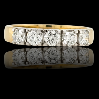 Gouden alliance rijring met 5-0.85ct briljant # 27416