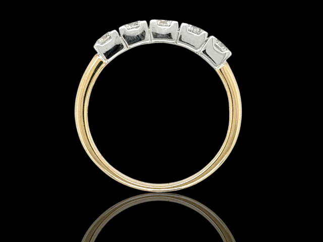 Gouden alliance rijring met 5-0.85ct briljant # 27416 - Afbeelding 2