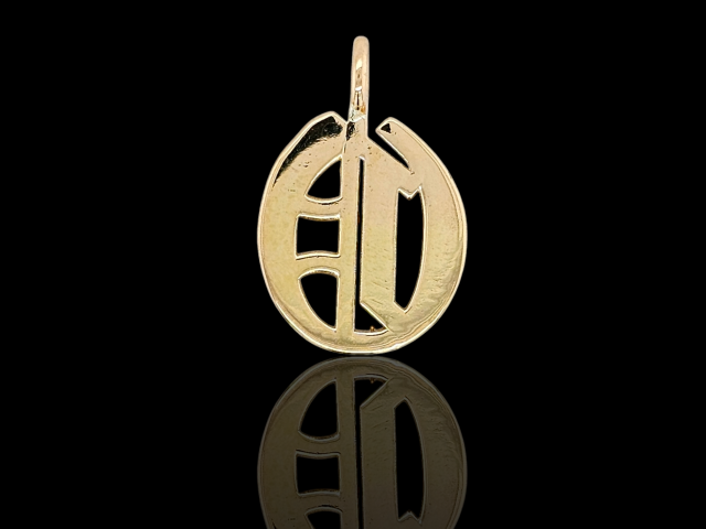Gouden hanger letter O. bezet met kleine diamantjes # 28187 - Afbeelding 2