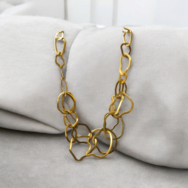 Gouden handgemaakte uniek collier "Joie de Vivre" # 27330 - Afbeelding 2
