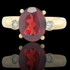 gouden ring met granaat en diamant #28198