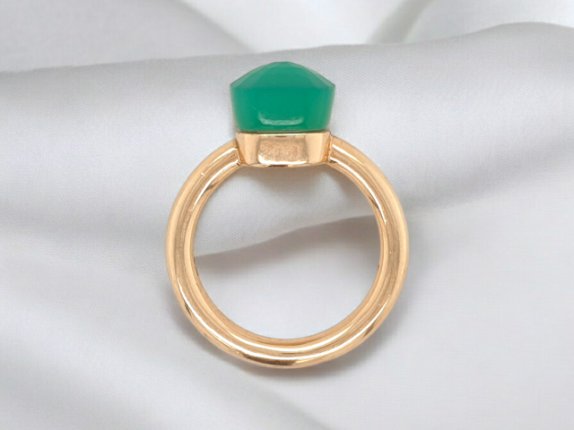 Gouden ring met groene chalcedone, Pomellato-like. #21746 - Afbeelding 3