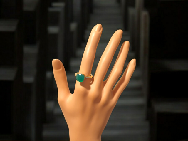 Gouden ring met groene chalcedone, Pomellato-like. #21746 - Afbeelding 4