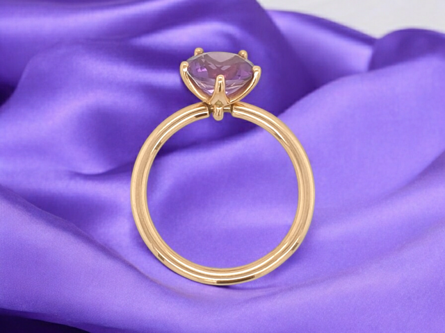 Gouden tuimel penta ring met Amethist. #23747 - Afbeelding 2