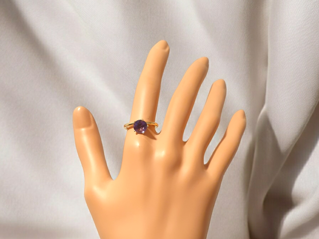 Gouden tuimel penta ring met Amethist. #23747 - Afbeelding 3