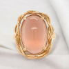 14 Karaat rosé gouden ring met oranje maansteen, vogelnestje #25998