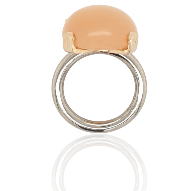 Bicolor gouden ring met roze maansteen #20708 - Afbeelding 3